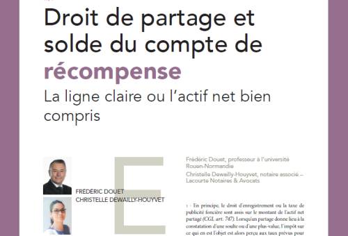 Droit de partage et solde du compte de récompense